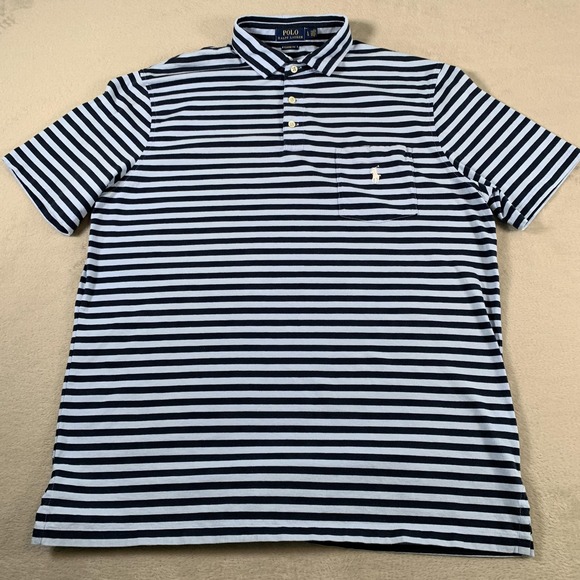 Polo Ralph Lauren Other - Polo Ralph Lauren Polo‎ Shirt Mens Large Classic Fit Striped Pocket Short Sleeve